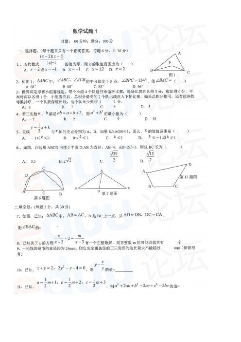 2011-2013长郡_雅礼入学数学测试卷 图片版(19套+2套)