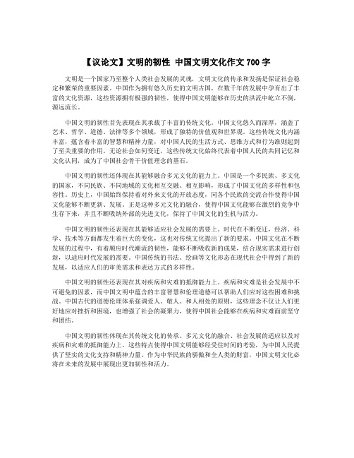 【议论文】文明的韧性 中国文明文化作文700字