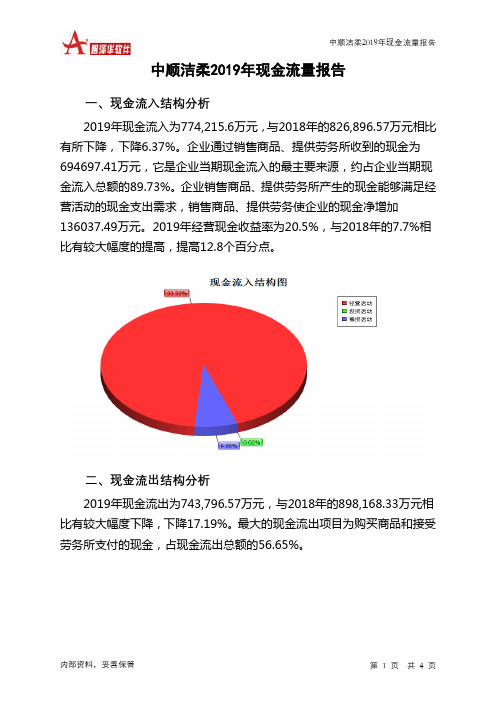 中顺洁柔2019年现金流量报告