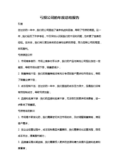 亏损公司的年度总结报告