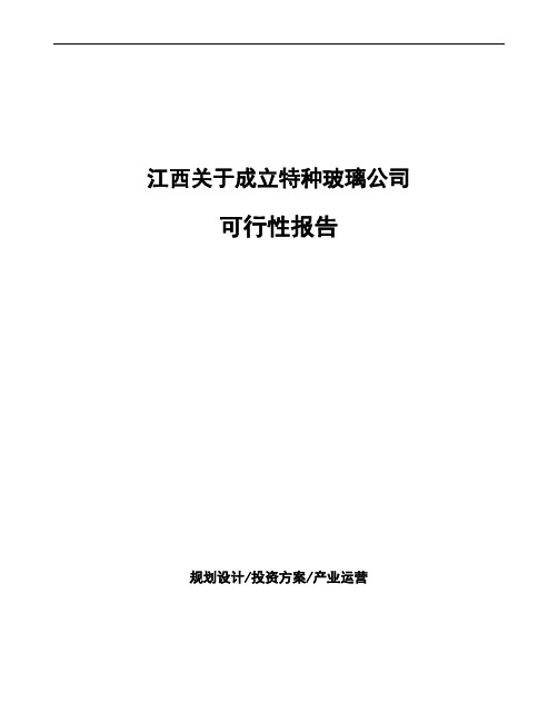 江西关于成立特种玻璃公司可行性报告