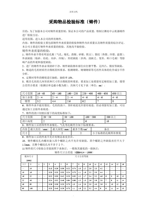 铸件检验规范