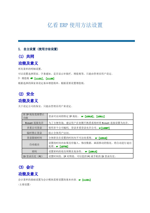 亿看erp的使用方法设置