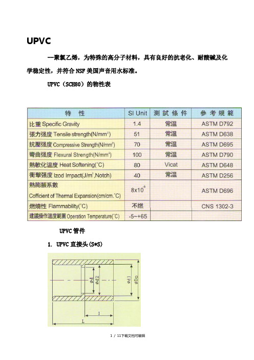 UPVC管件规格