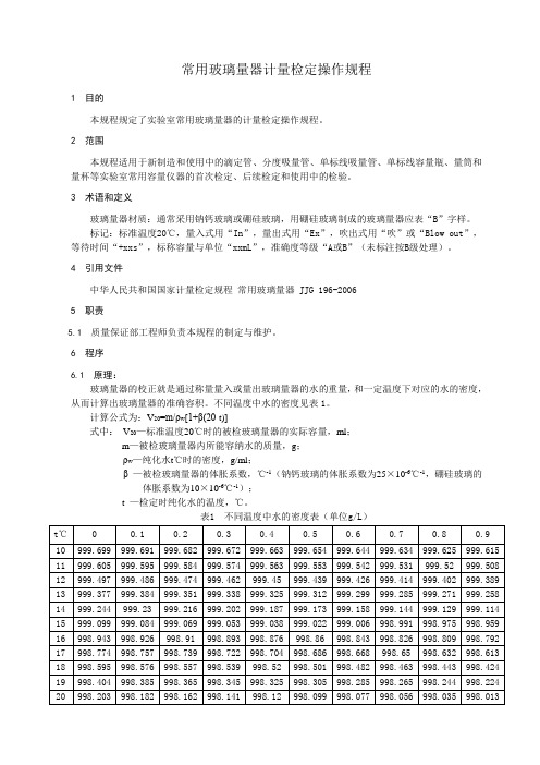 (完整版)玻璃量器计量检定操作规程