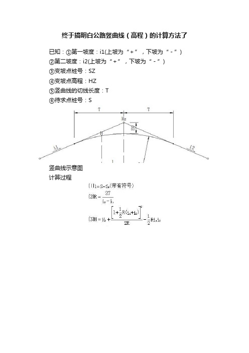 终于搞明白公路竖曲线（高程）的计算方法了