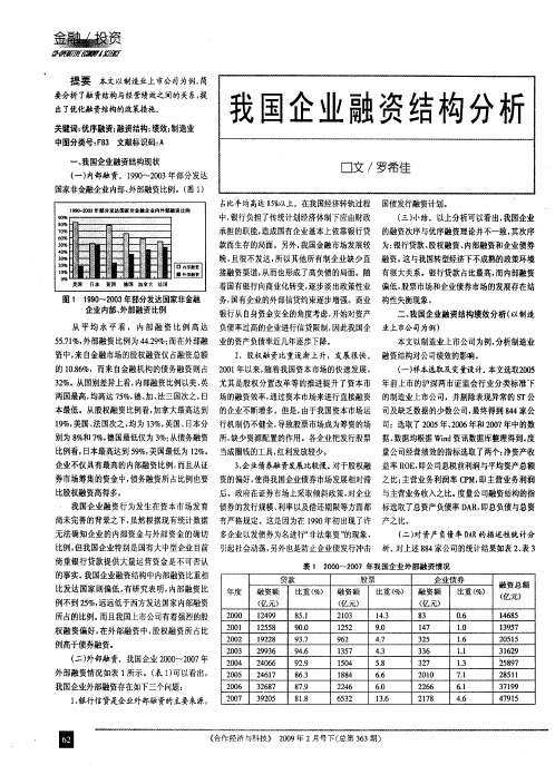 我国企业融资结构分析