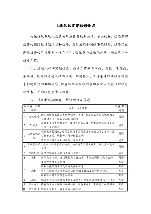 主通风机定期检修制度