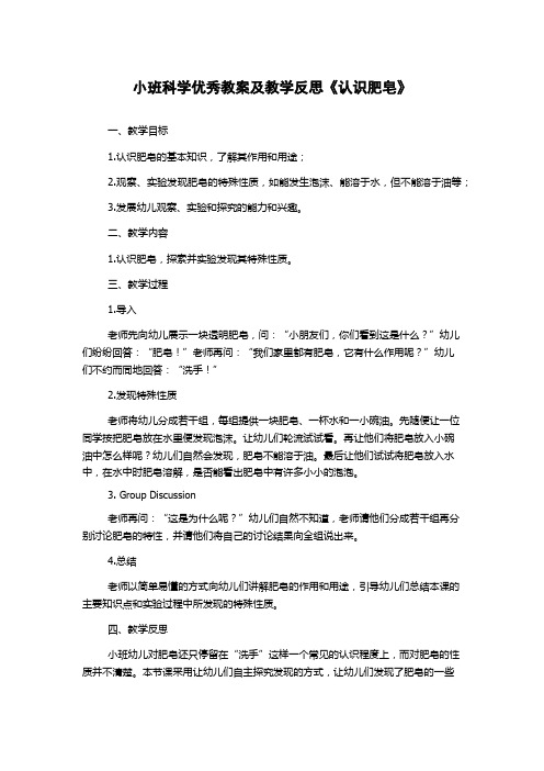 小班科学优秀教案及教学反思《认识肥皂》