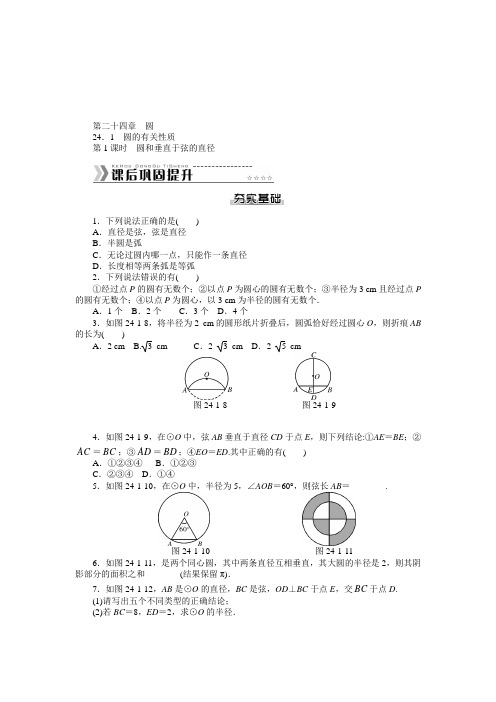 新人教版第二十四章圆课文练习及答案