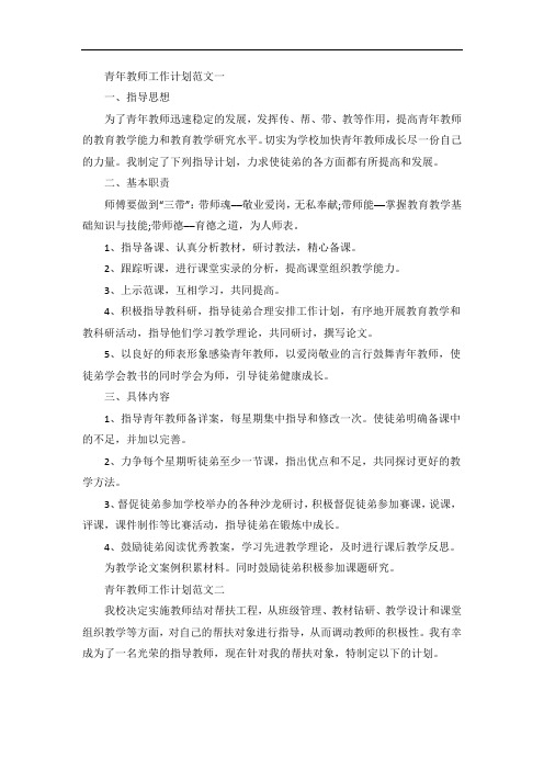 中心小学培养青年教师工作计划五篇