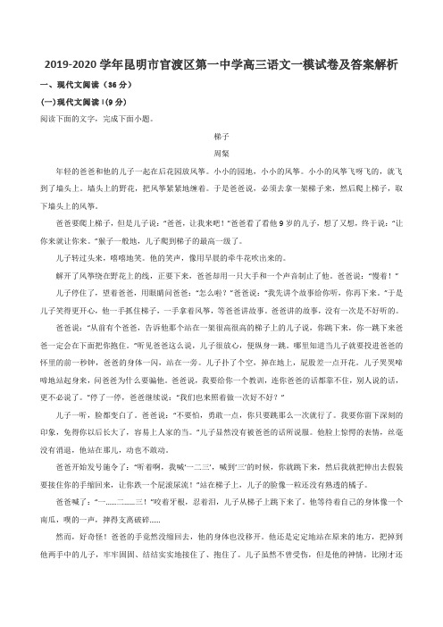 2019-2020学年昆明市官渡区第一中学高三语文一模试卷及答案解析