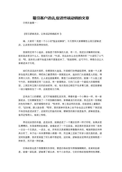 吸引客户进店,促进终端动销的文章