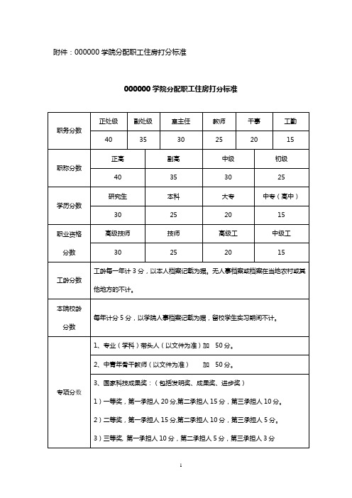 学院教职工分房方案