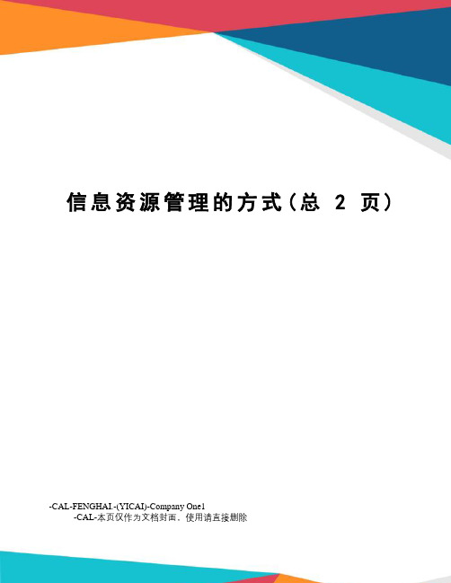 信息资源管理的方式(总2页)