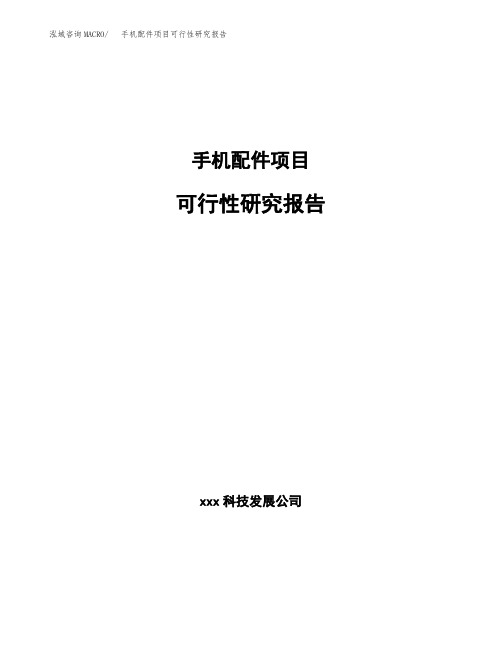 手机配件项目可行性研究报告范文