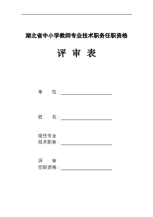 湖北省中小学教师专业技术职务任职资格评审表【模板】