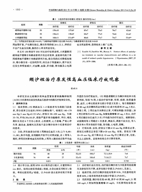 缬沙坦治疗原发性高血压临床疗效观察