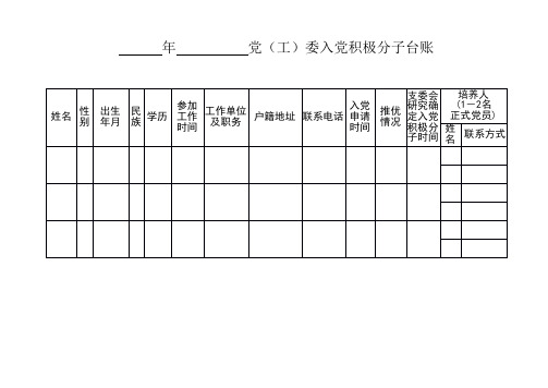 发展预备党员系列表格