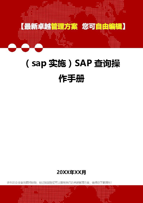 2020年(sap实施)SAP查询操作手册