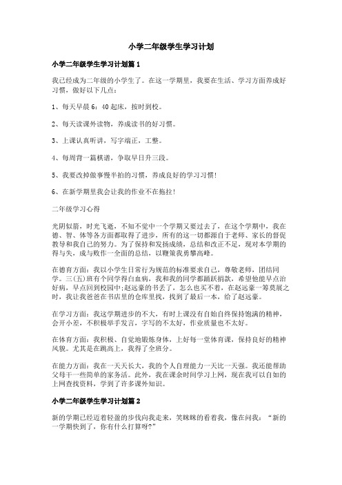 小学二年级学生学习计划