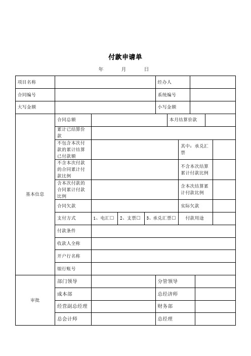 付款申请单格式