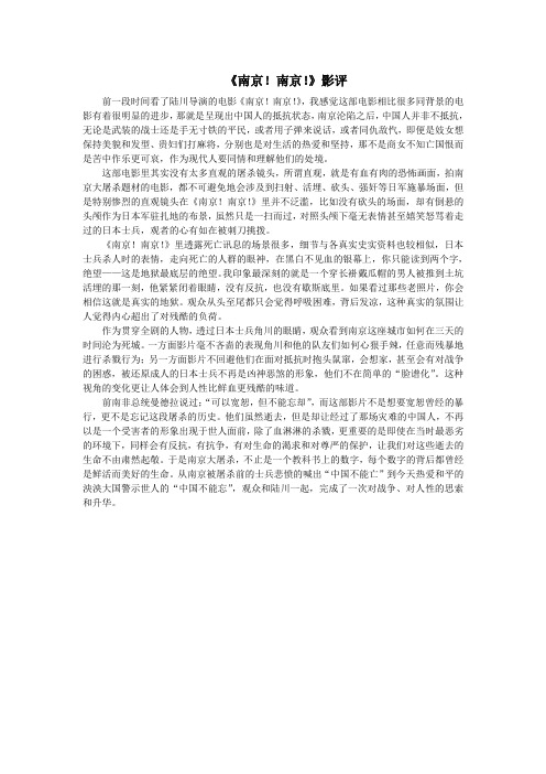 《南京!南京!》影评