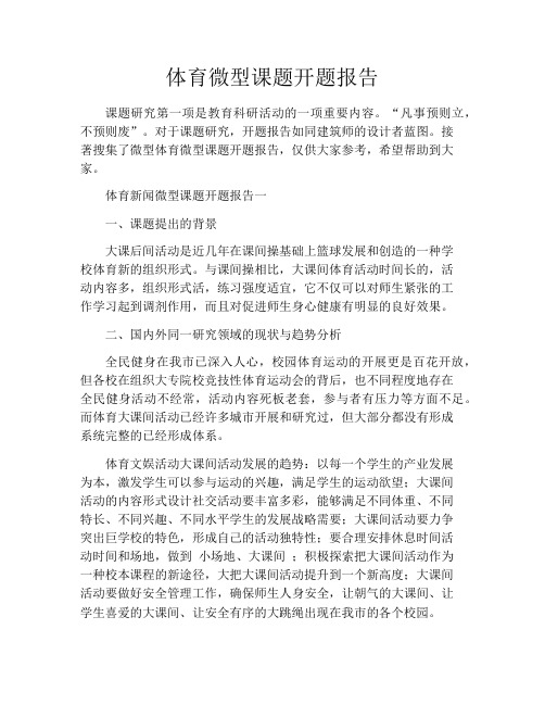 体育微型课题开题报告