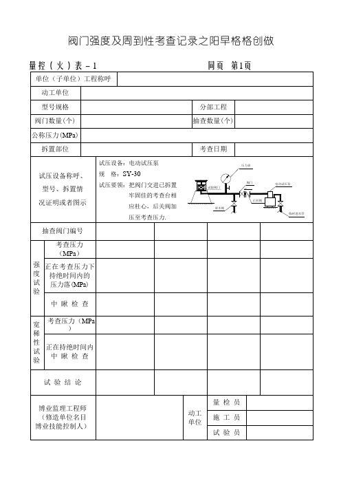 阀门强度及严密性试验记录表格