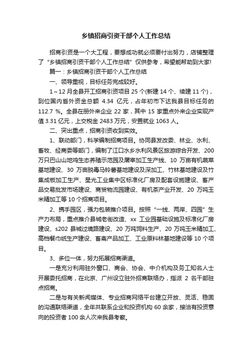 乡镇招商引资干部个人工作总结