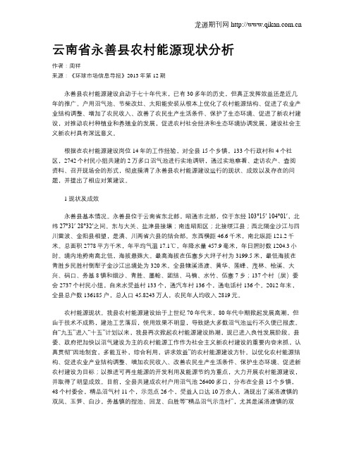 云南省永善县农村能源现状分析