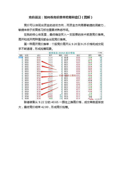 竞价战法：如何看竞价推单抢筹和盘口（图解）