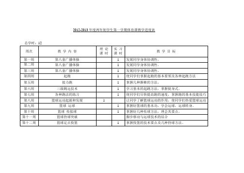 准2013周体育12周进度表