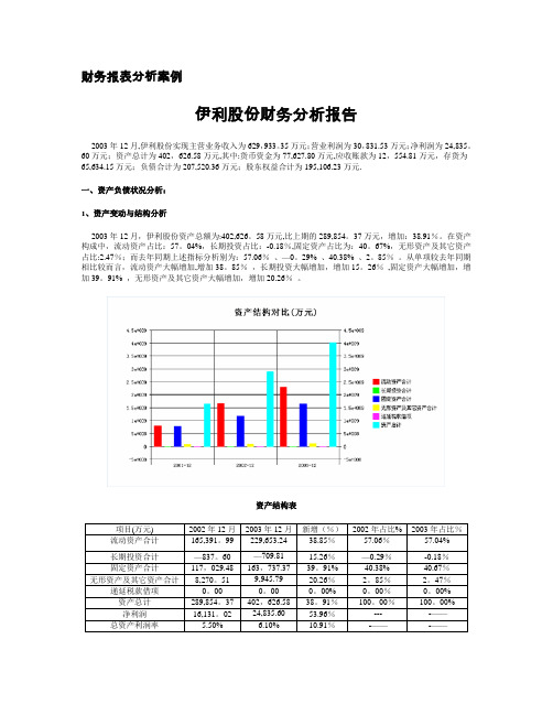 财务报表分析案例——伊利股份财务分析报告