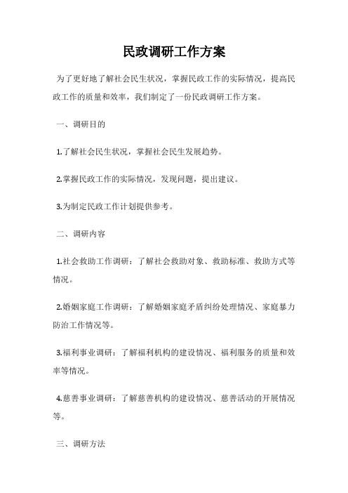 民政调研工作方案