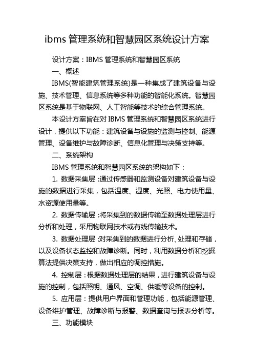 ibms管理系统和智慧园区系统设计方案