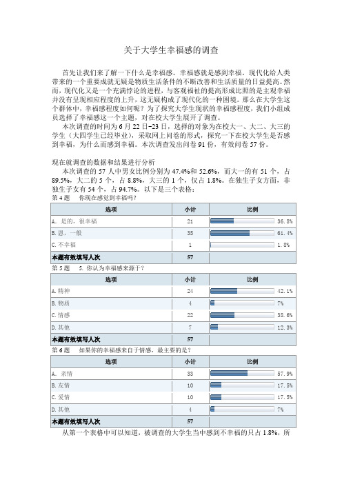 大学生幸福感调查报告