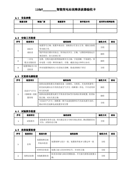 110kV智能变电站故障录波器验收卡