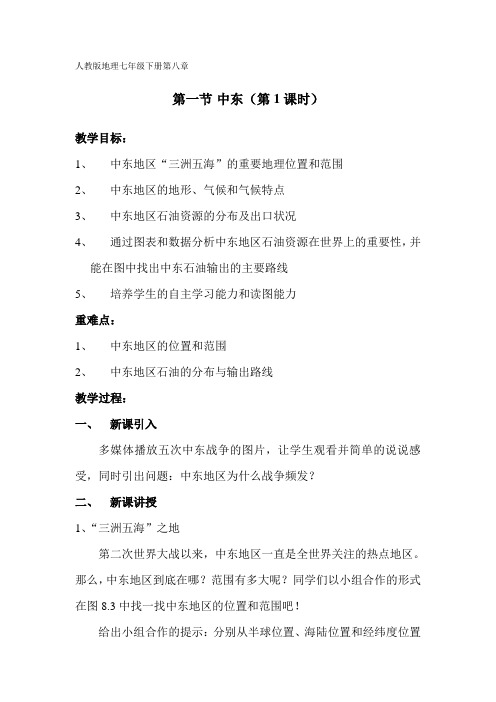 地理人教版七年级下册第八章第一节中东(第一课时)