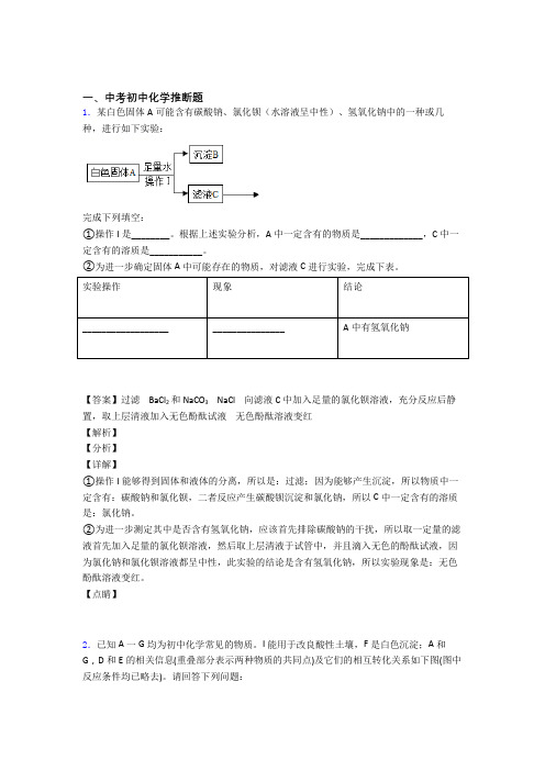 2020-2021化学二模试题分类汇编——推断题综合及详细答案