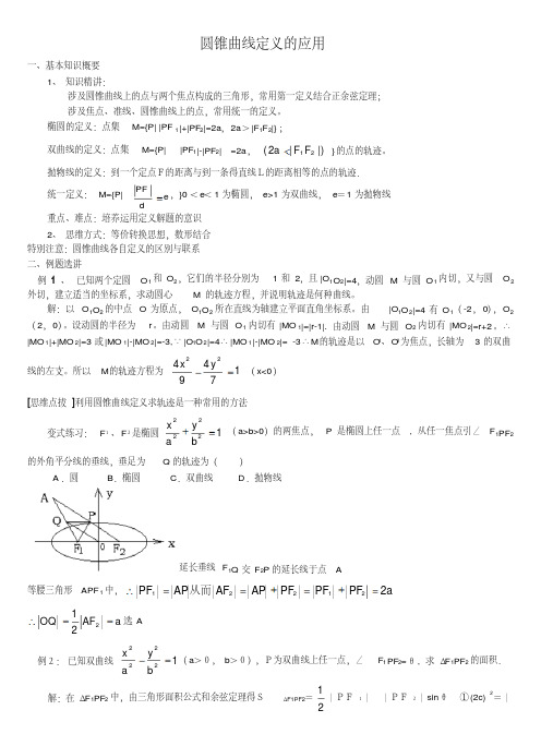 高三数学圆锥曲线定义应用