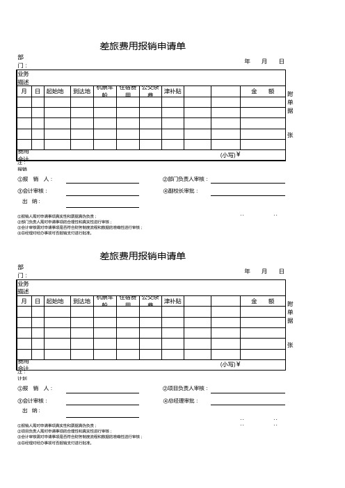 财务报销单据模板