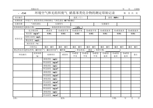 环境空气和废气 硝基苯类化合物的测定原始记录