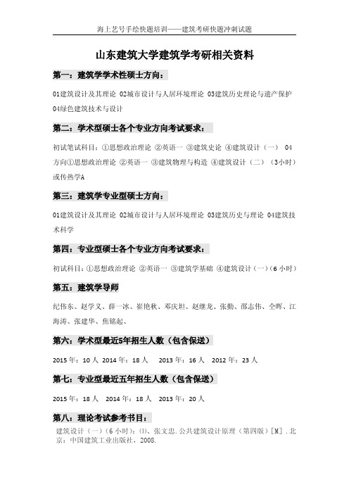 山东建筑大学建筑学考研快题相关信息(1)