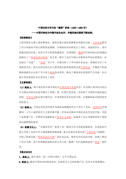 2020高考历史16个阶段特征 7中国向西方学习的“器物”阶段 Word版含解析