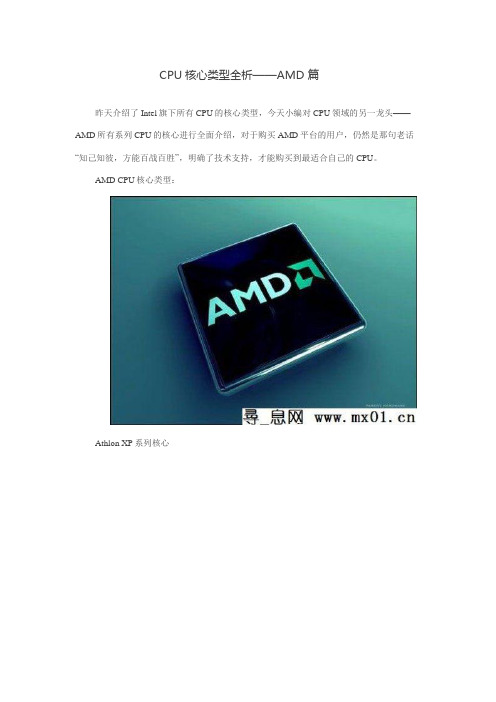 CPU核心类型全析——AMD 篇