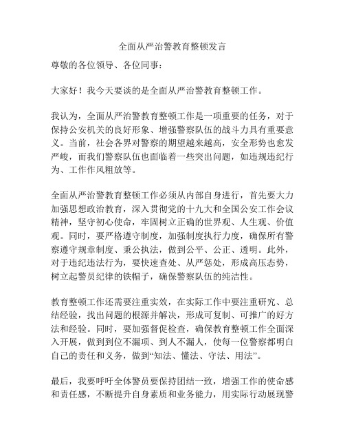 全面从严治警教育整顿发言