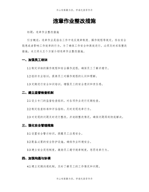 违章作业整改措施