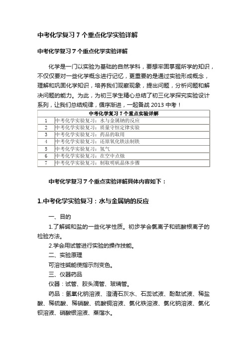 中考化学复习7个重点化学实验详解