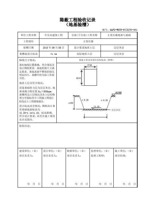 110kV升压站隐蔽工程验收记录-地基验槽1